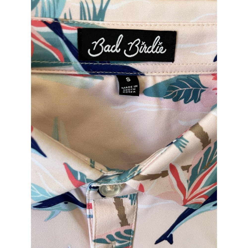 Bad Birdie Polo Shirt Mens Small Pink‎ Marino Golf Performance Dolphins Stretch - Picture 3 of 9
